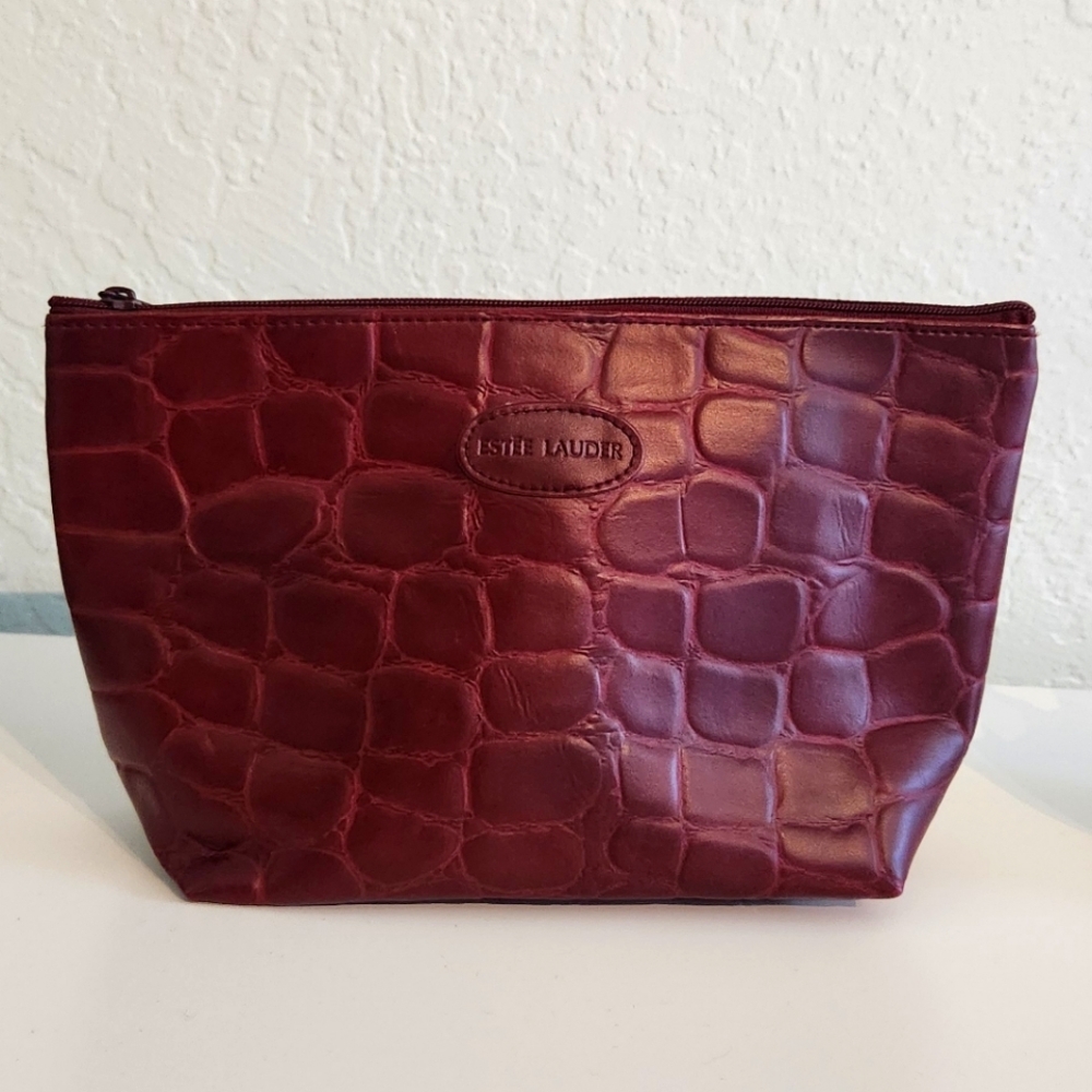 Estée Lauder Red Croc-Embossed Cosmetic Bag